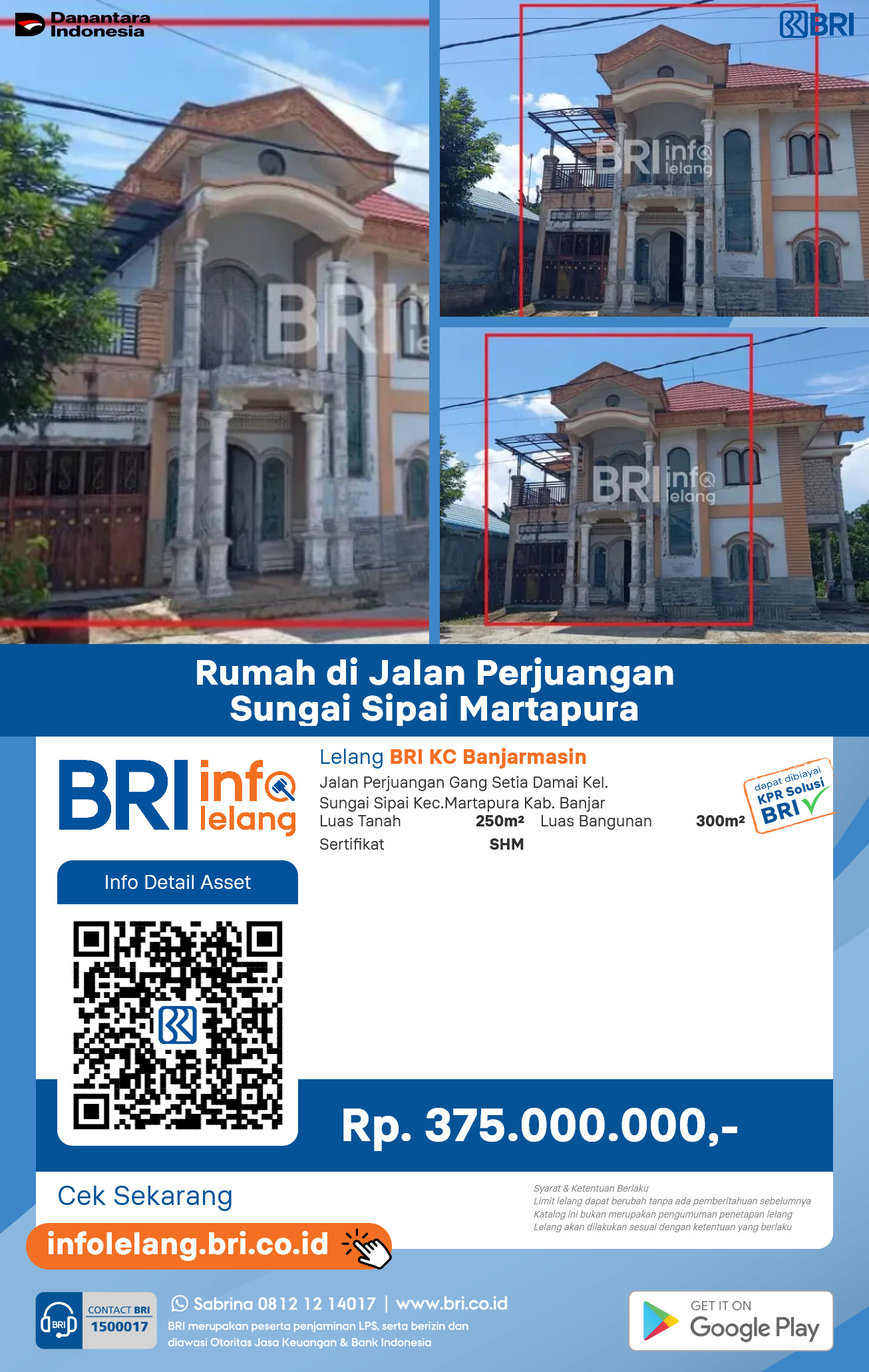 Rumah di Jalan Perjuangan Sungai Sipai Martapura