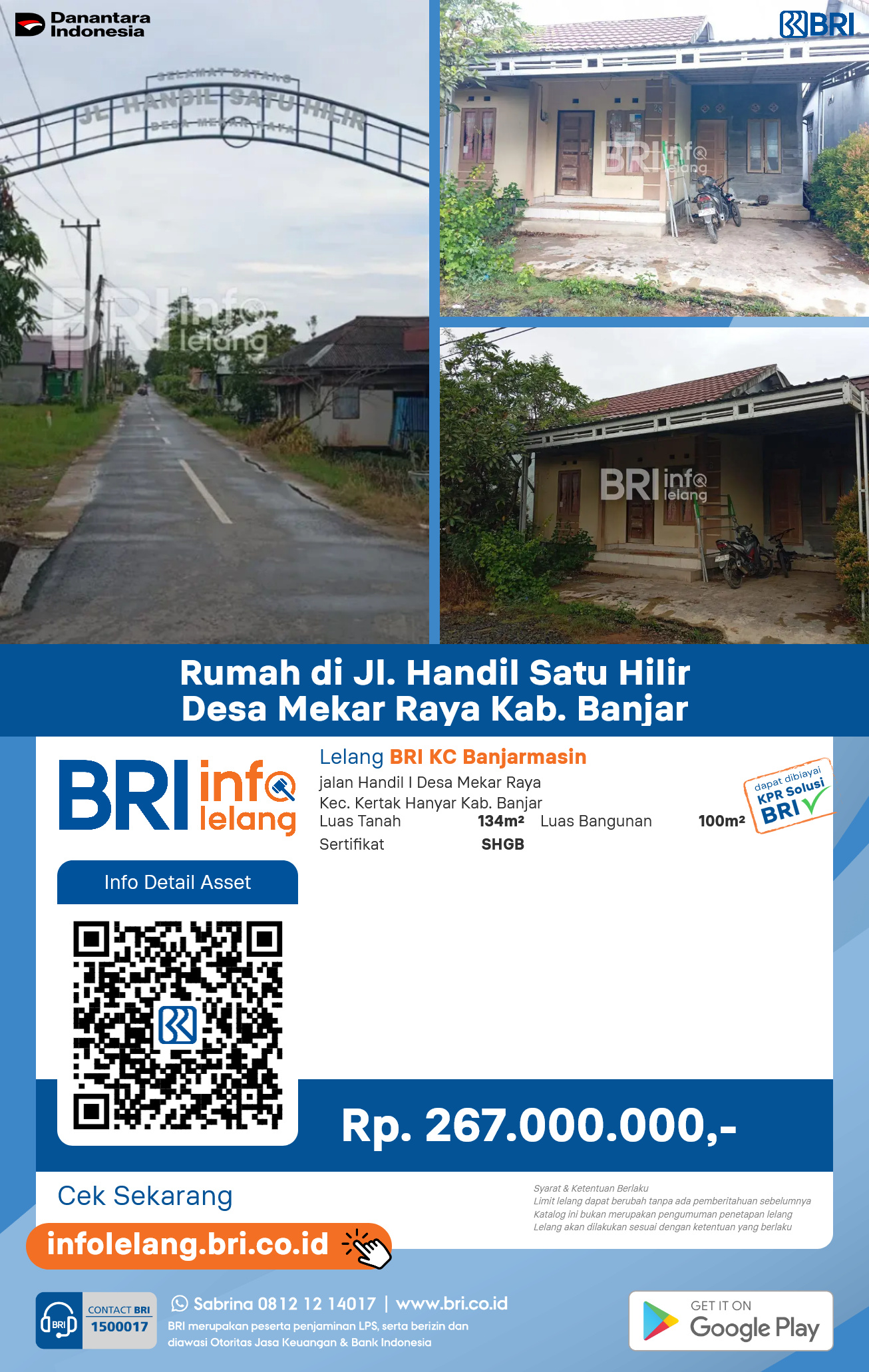Rumah di Jalan Handil Satu Hilir Desa Mekar Raya