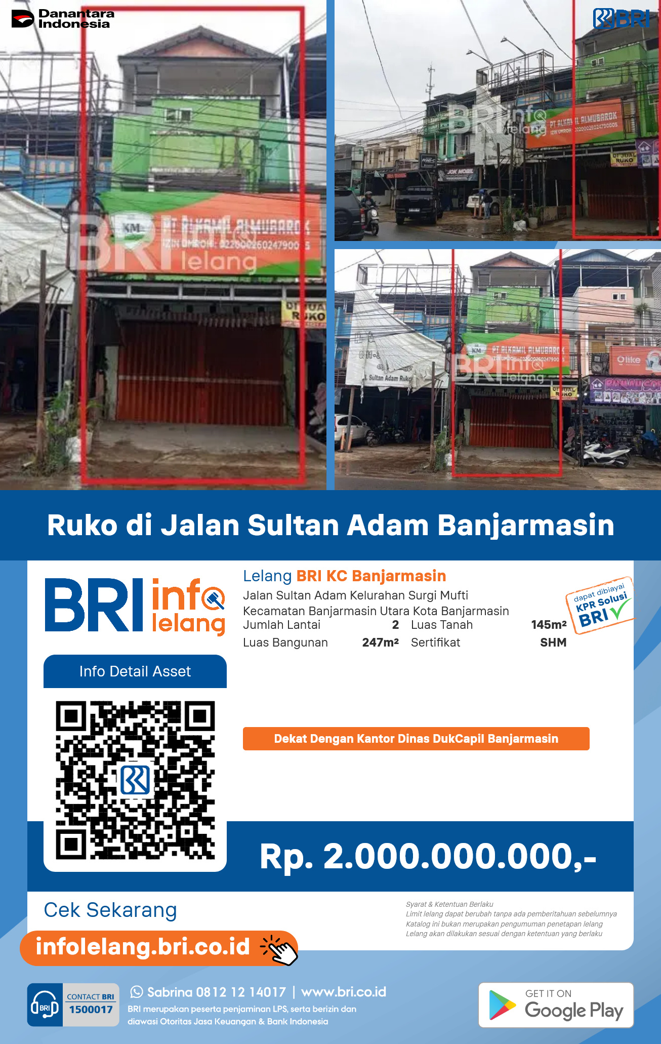 Ruko di Jalan Sultan Adam Banjarmasin