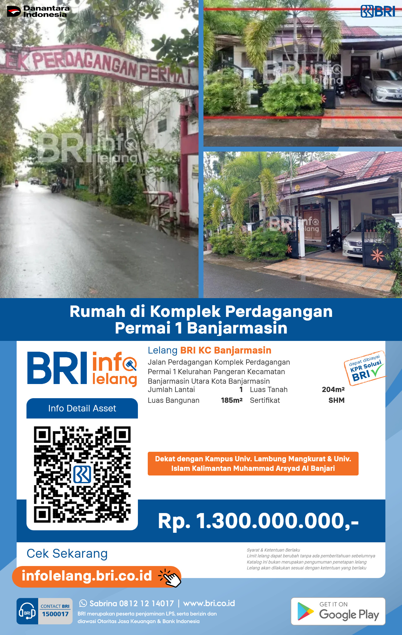 Rumah di Komplek Perdagangan Permai 1 Banjarmasin